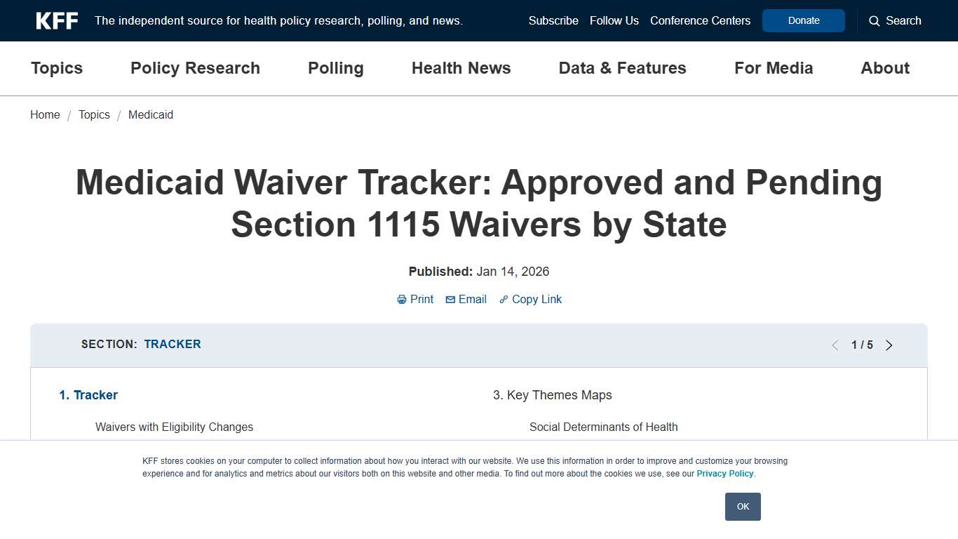 Medicaid Waiver Tracker: Approved and Pending Section 1115 Waivers by State | KFF